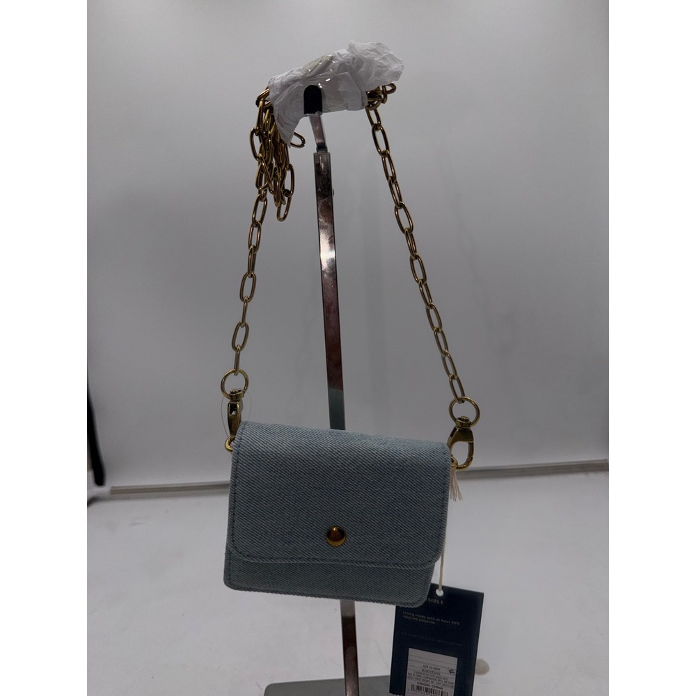 Universal Thread Light Wash Denim Mini Crossbody Bag Gold Chain Strap CT2343